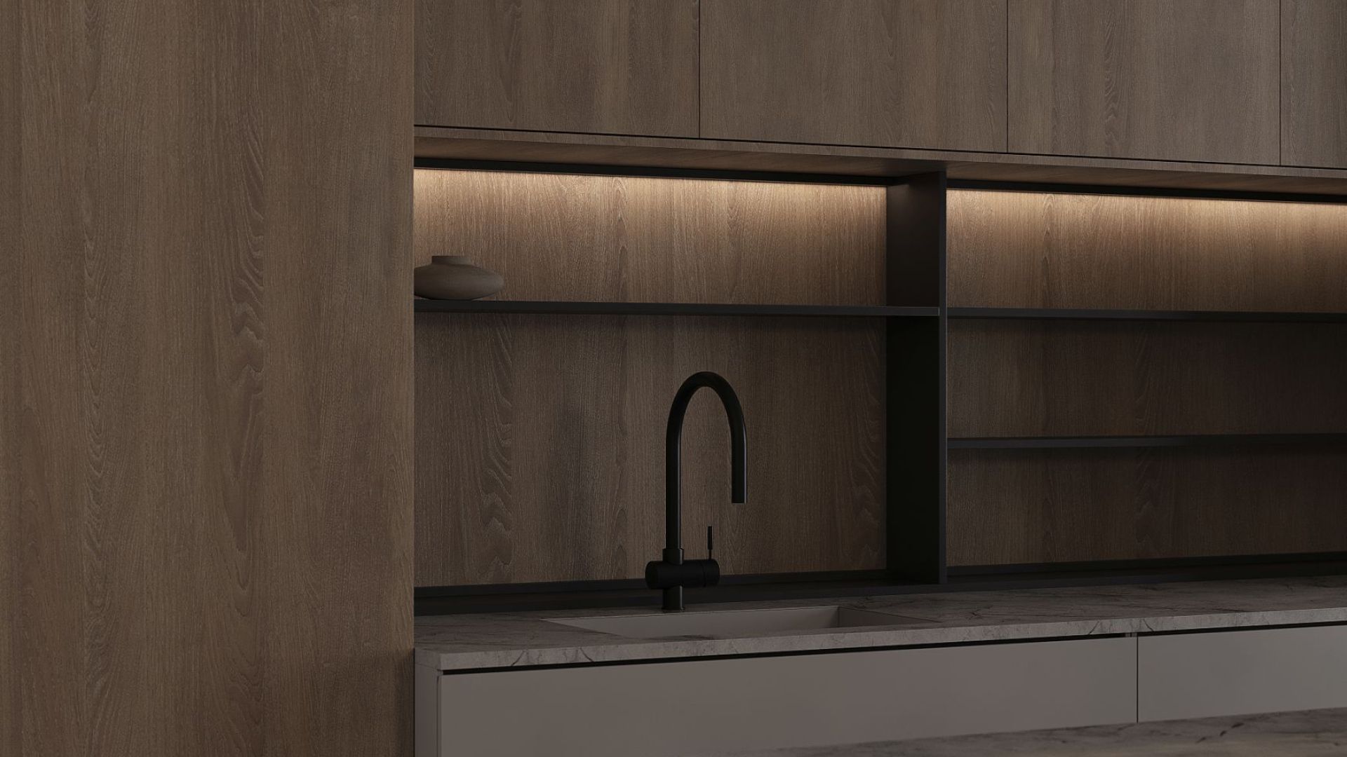 Ostrovčekový digestor Alvar Wood Black Matt - Čierna matná - Vizualizácia 6