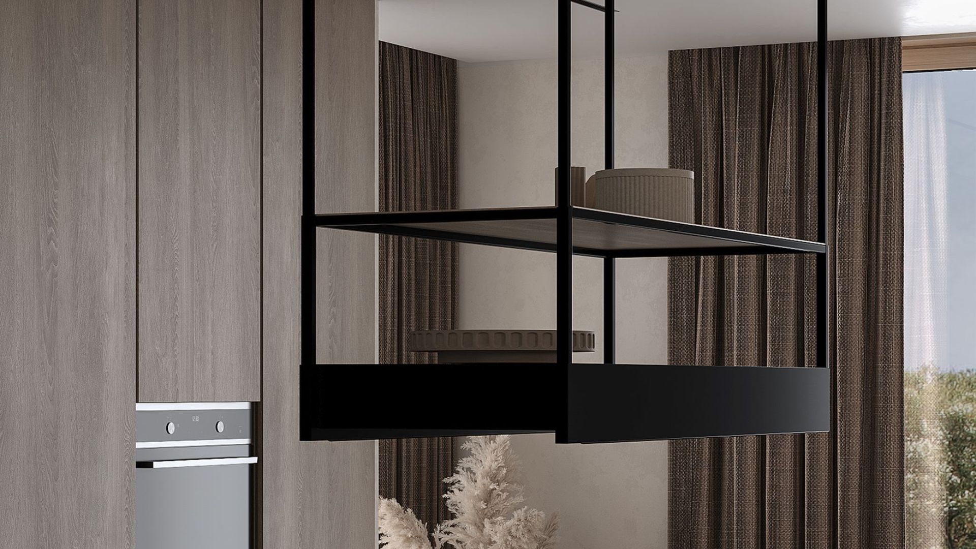 Ostrovčekový digestor Alvar Wood Black Matt - Čierna matná - Vizualizácia 9