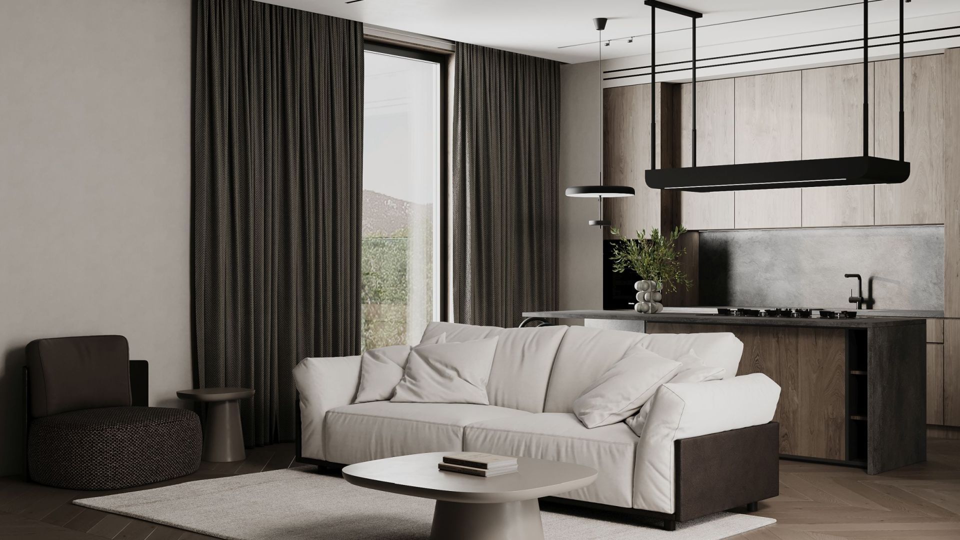 Ostrovčekový digestor Arne Black Matt - Čierna matná - Vizualizácia 9