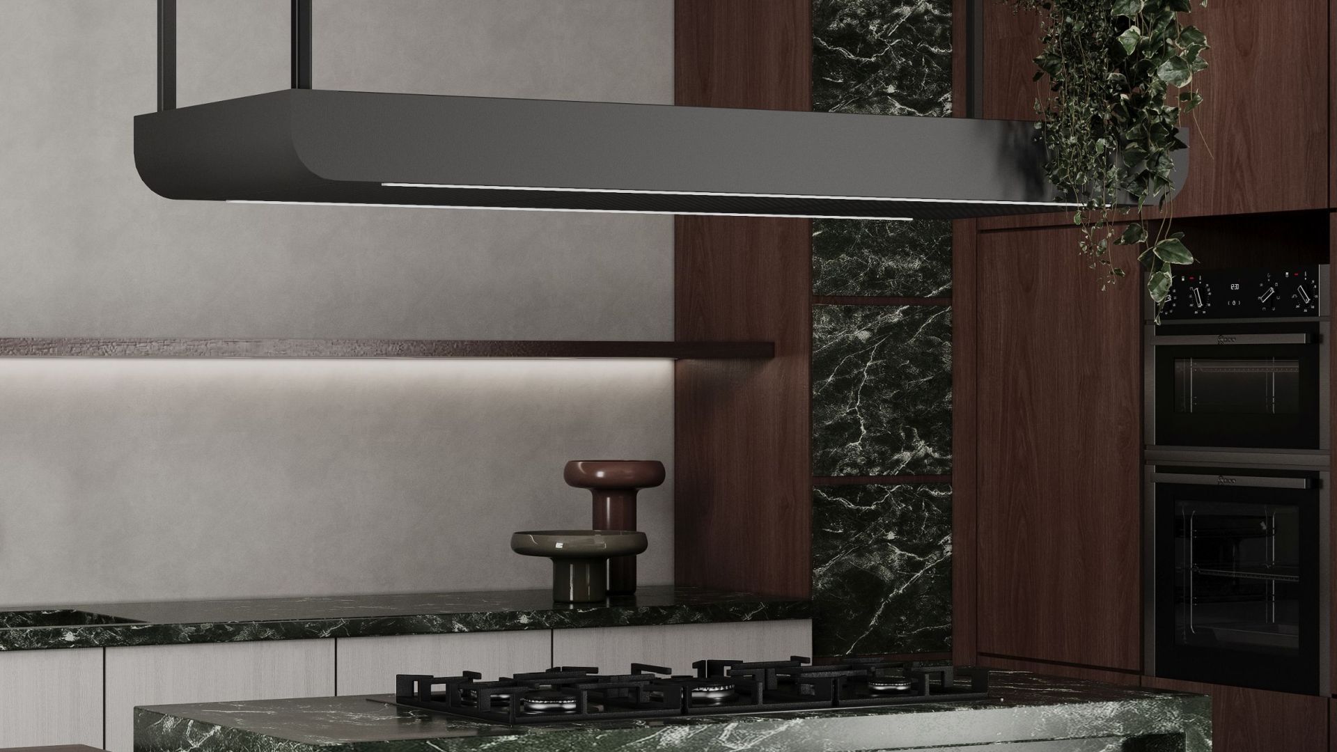 Ostrovčekový digestor Arne Glass Black Matt - Čierna matná - Vizualizácia 4