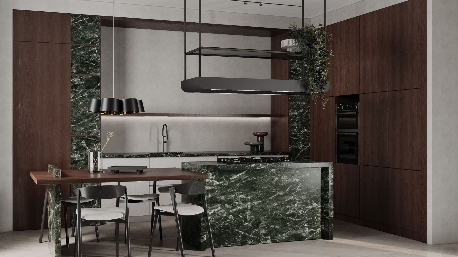 Ostrovčekový digestor Arne Glass Black Matt - Čierna matná - Vizualizácia 5