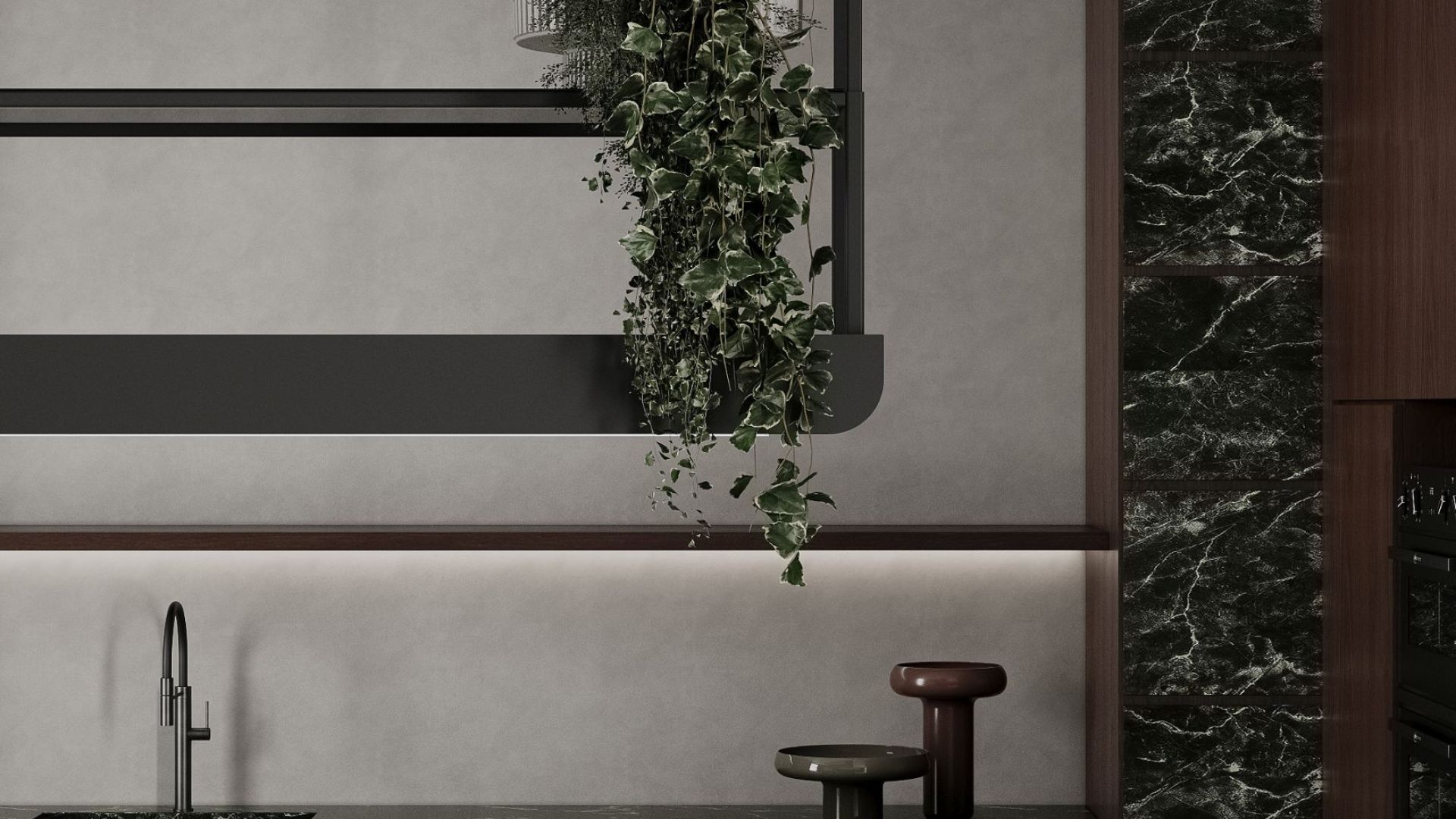 Ostrovčekový digestor Arne Glass Black Matt - Čierna matná - Vizualizácia 6