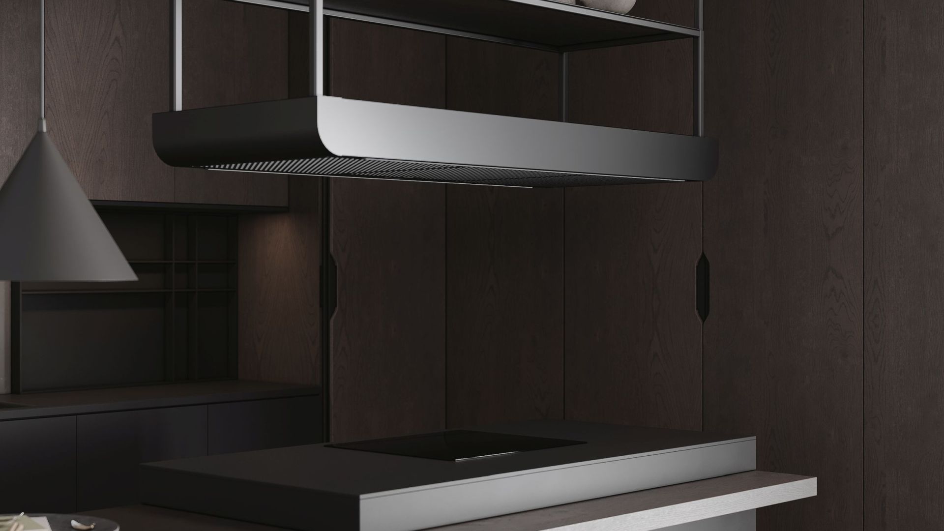 Ostrovčekový digestor Arne Wood Black Matt - Čierna matná - Vizualizácia 5