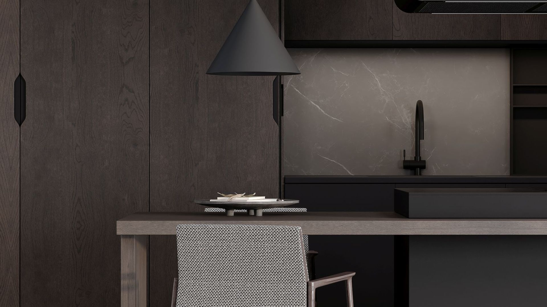 Ostrovčekový digestor Arne Wood Black Matt - Čierna matná - Vizualizácia 9