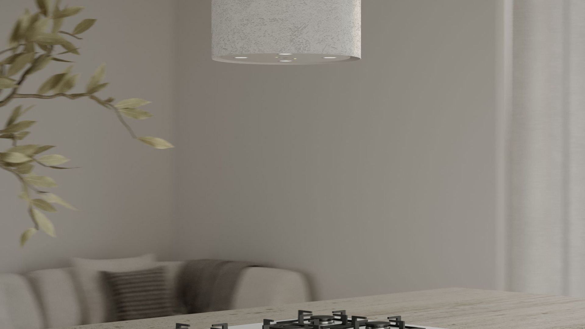 Ostrovčekový digestor Columni Stono Light Grey - Sivá - Vizualizácia 9