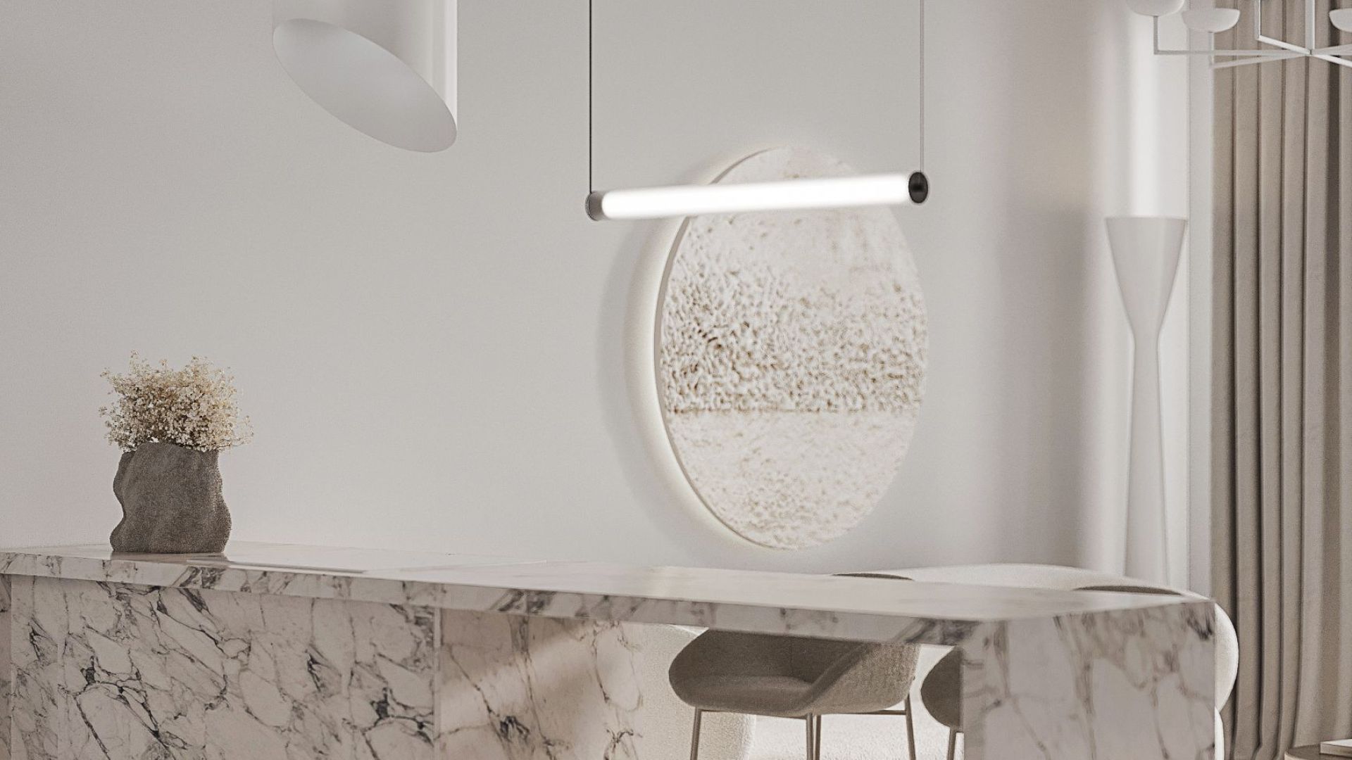 Ostrovčekový digestor Hiro White Matt - Biela matná - Vizualizácia 5