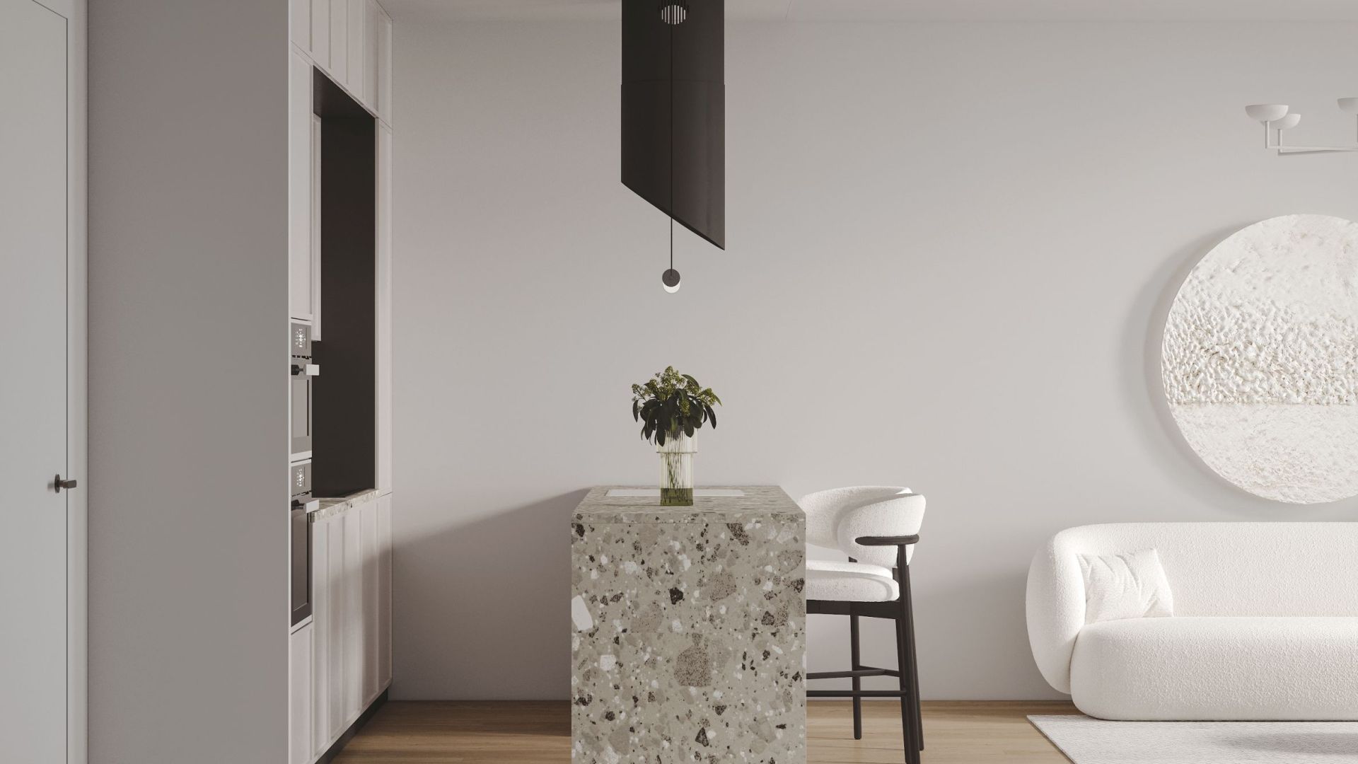 Ostrovčekový digestor Hiro Black Matt - Čierna matná - Vizualizácia 4