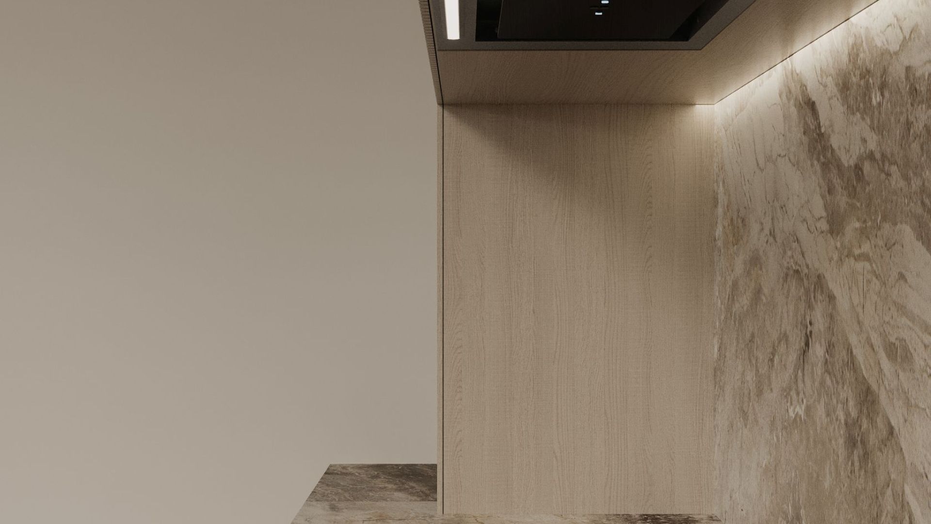 Digestor podskrinkový Micra Black Gesture Control - Inox čierny - Vizualizácia 2