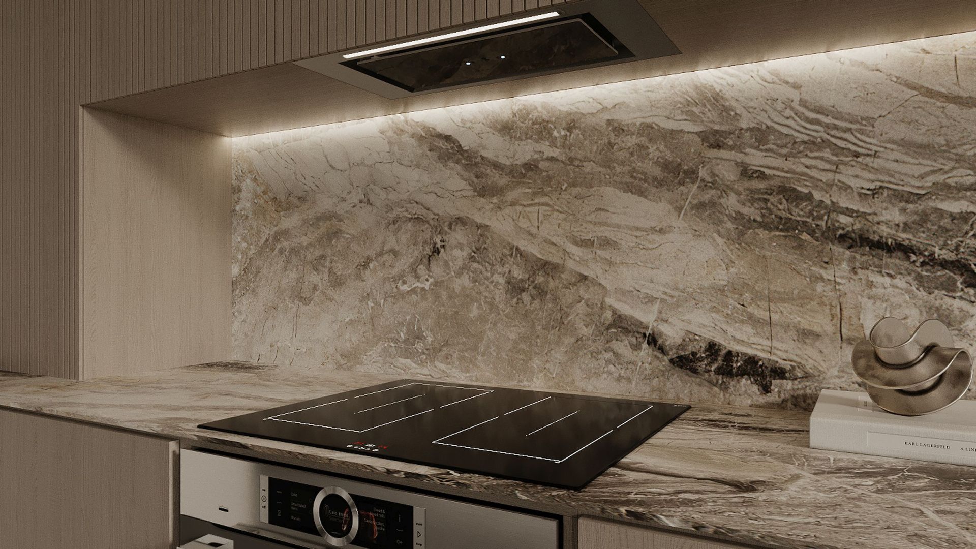 Digestor podskrinkový Micra Black Gesture Control - Inox čierny - Vizualizácia 9