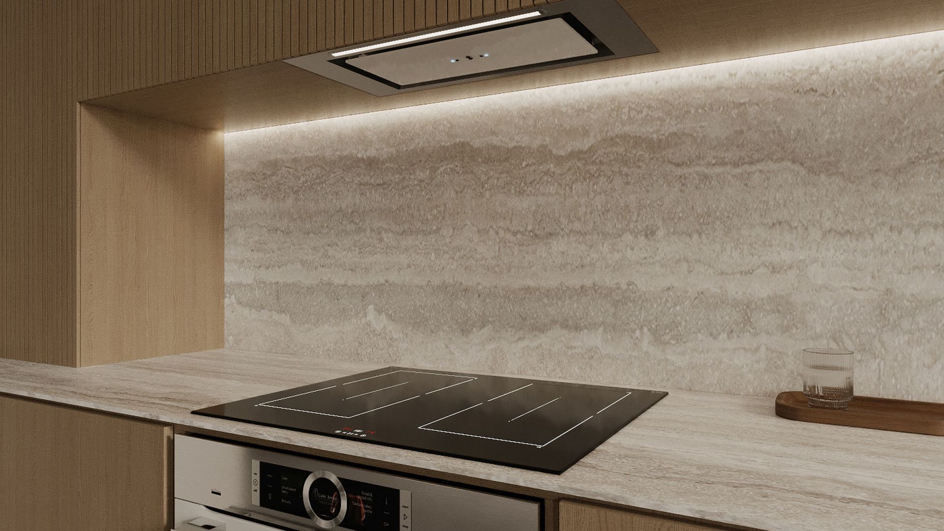 Digestor podskrinkový Micra White Gesture Control - Inox biely - Vizualizácia 5