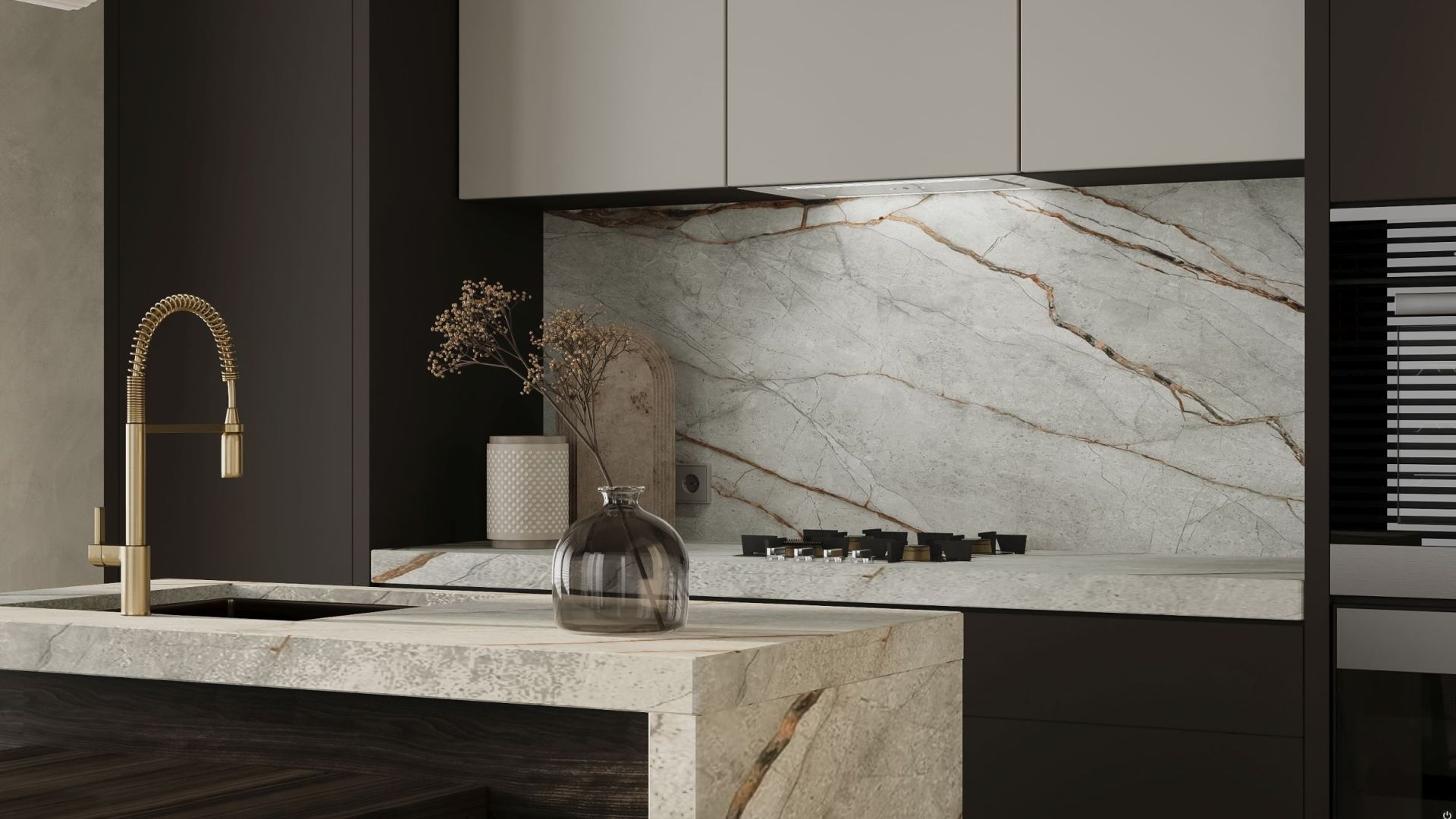 Digestor podskrinkový Lando Glass 2STRIPS White Gesture Control - Biely - Vizualizácia 2