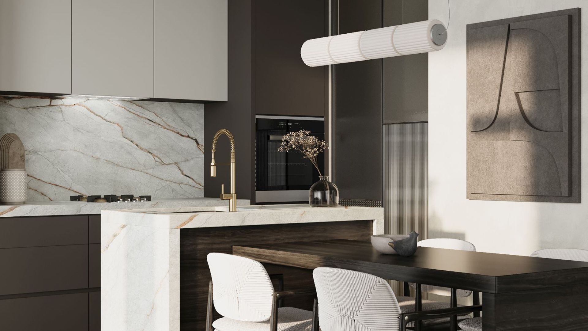 Digestor podskrinkový Lando Glass 2STRIPS White Gesture Control - Biely - Vizualizácia 5