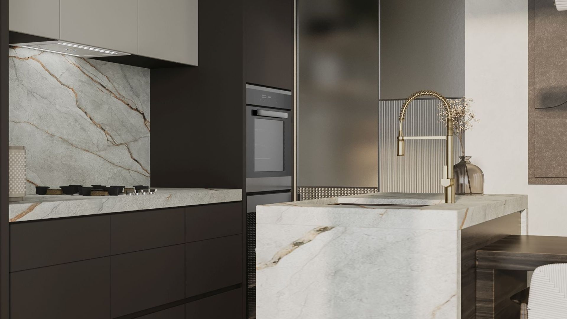 Digestor podskrinkový Lando Glass 2STRIPS White Gesture Control - Biely - Vizualizácia 7