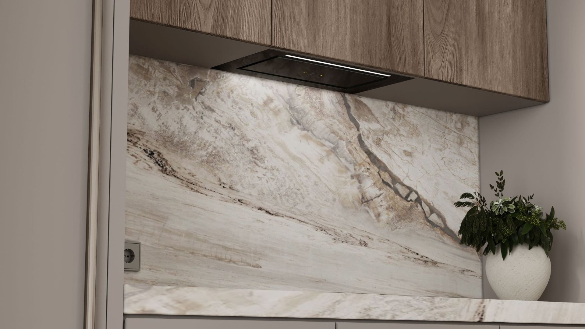 Digestor podskrinkový Lando Glass Black Gesture Control - Čierna - Vizualizácia 2