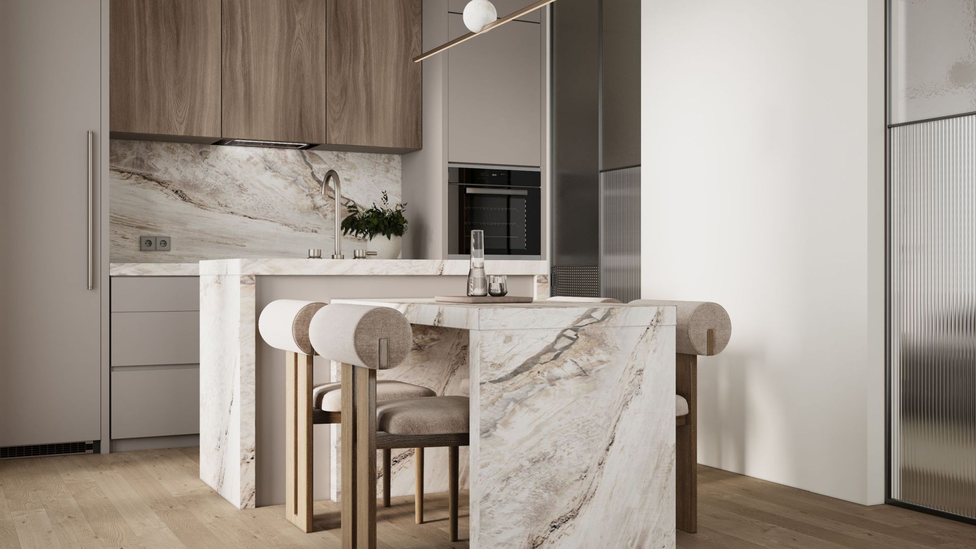 Digestor podskrinkový Lando Glass Black Gesture Control - Čierna - Vizualizácia 3