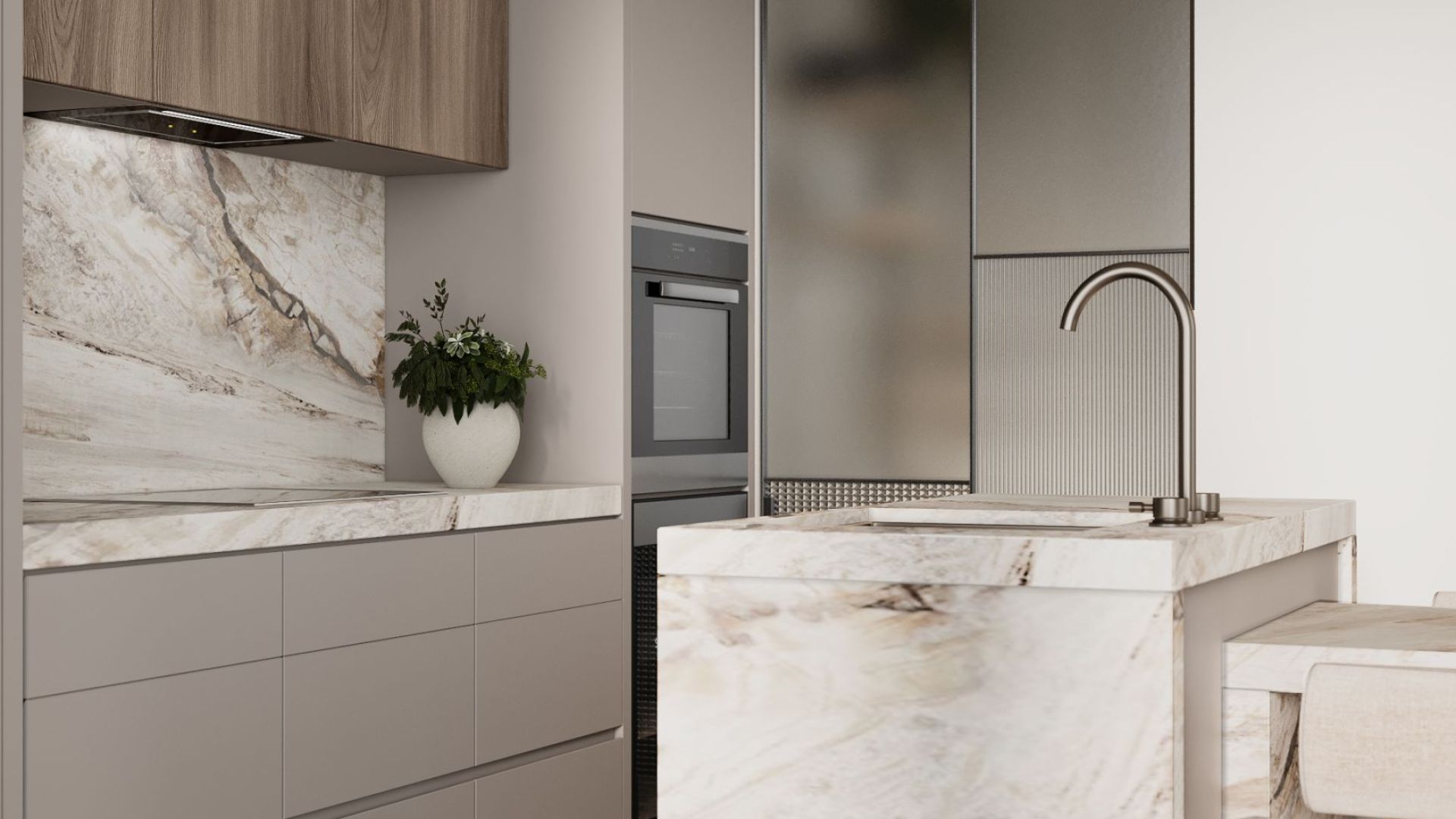 Digestor podskrinkový Lando Glass Black Gesture Control - Čierna - Vizualizácia 7