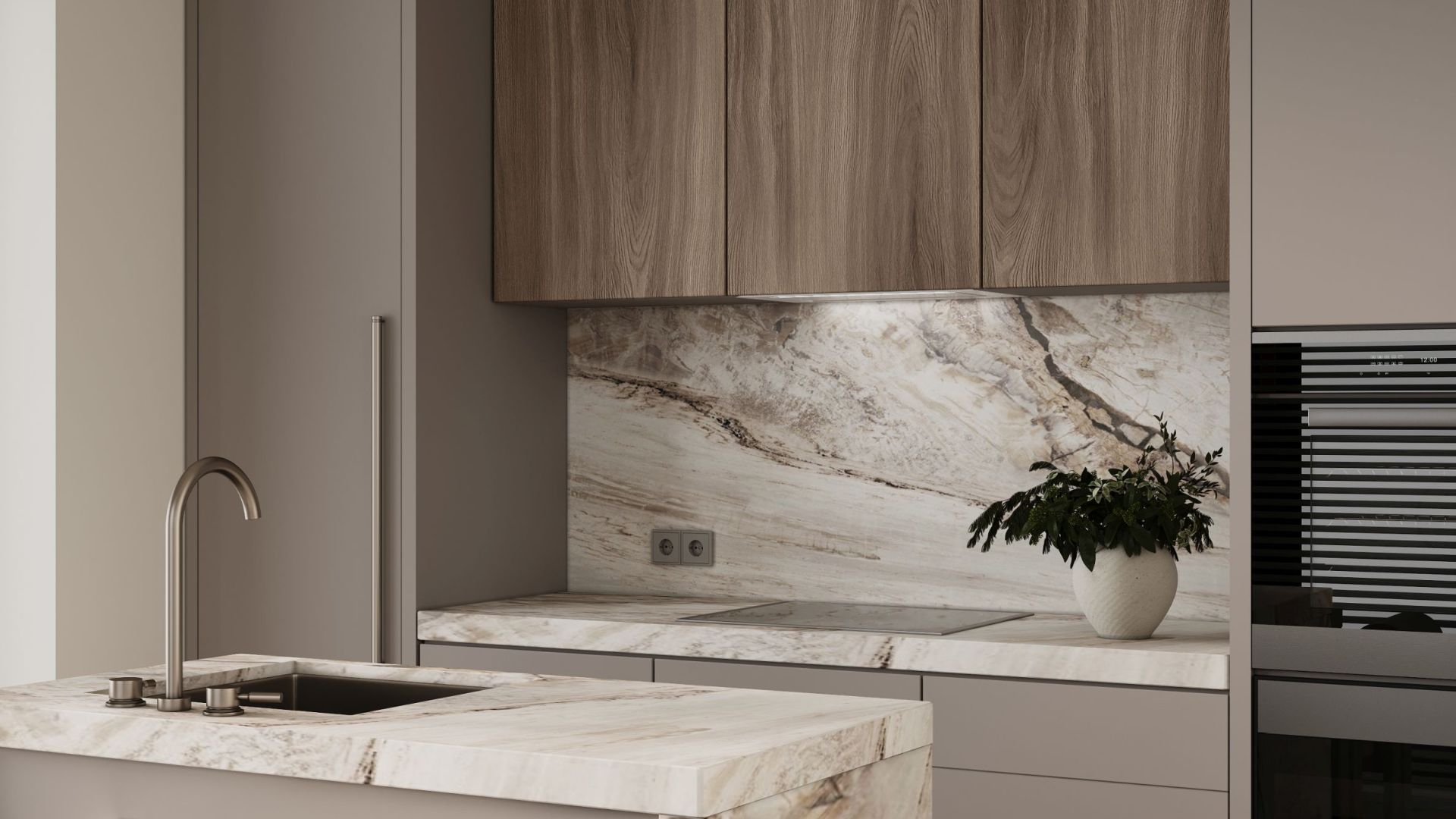 Digestor podskrinkový Lando Glass White Gesture Control - Biely - Vizualizácia