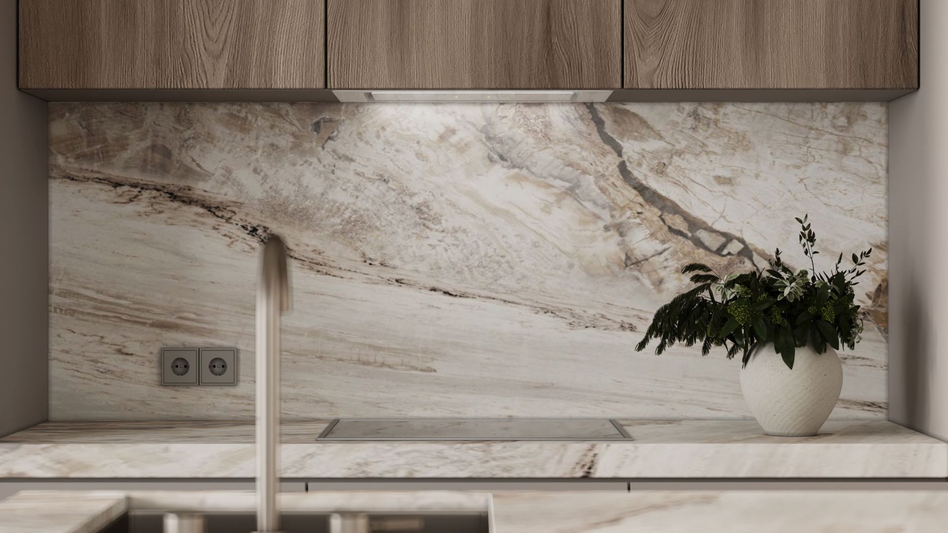 Digestor podskrinkový Lando Glass White Gesture Control - Biely - Vizualizácia 2