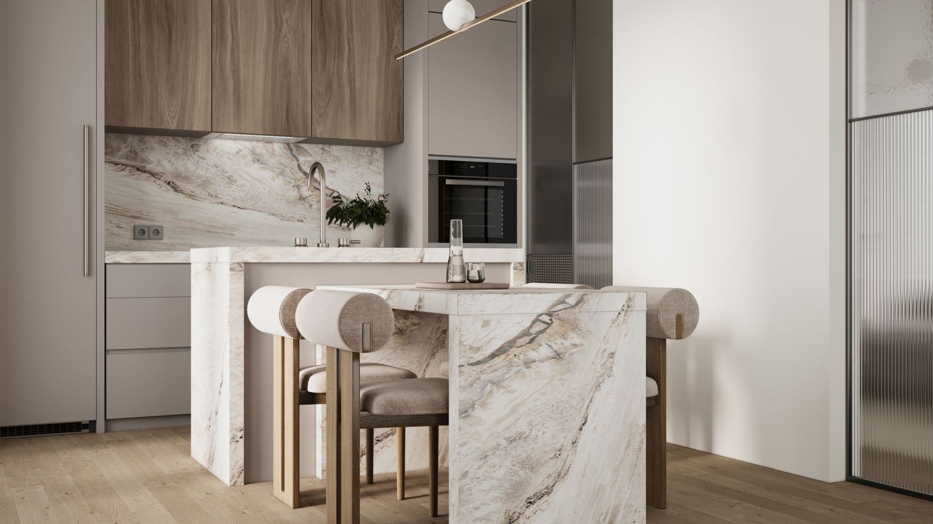 Digestor podskrinkový Lando Glass White Gesture Control - Biely - Vizualizácia 3