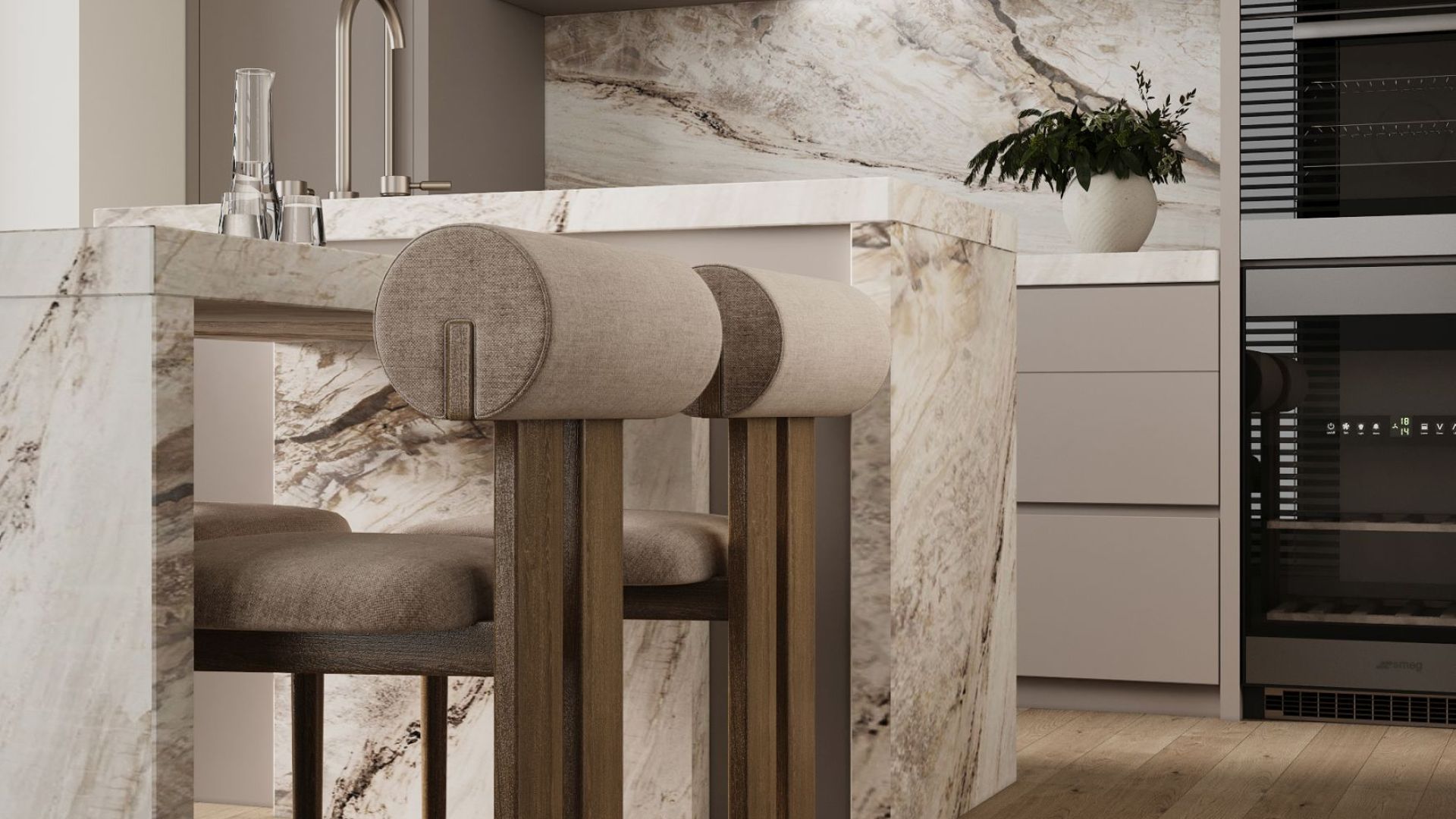 Digestor podskrinkový Lando Glass White Gesture Control - Biely - Vizualizácia 6