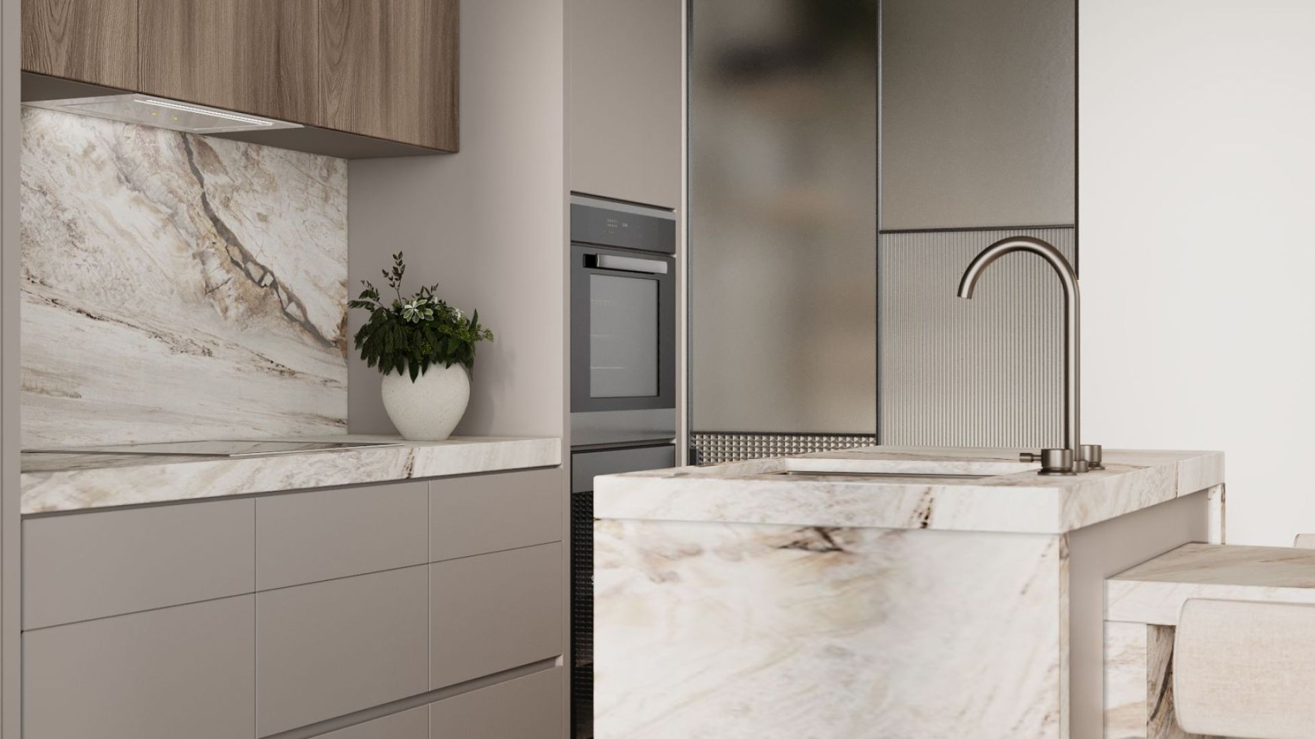 Digestor podskrinkový Lando Glass White Gesture Control - Biely - Vizualizácia 7