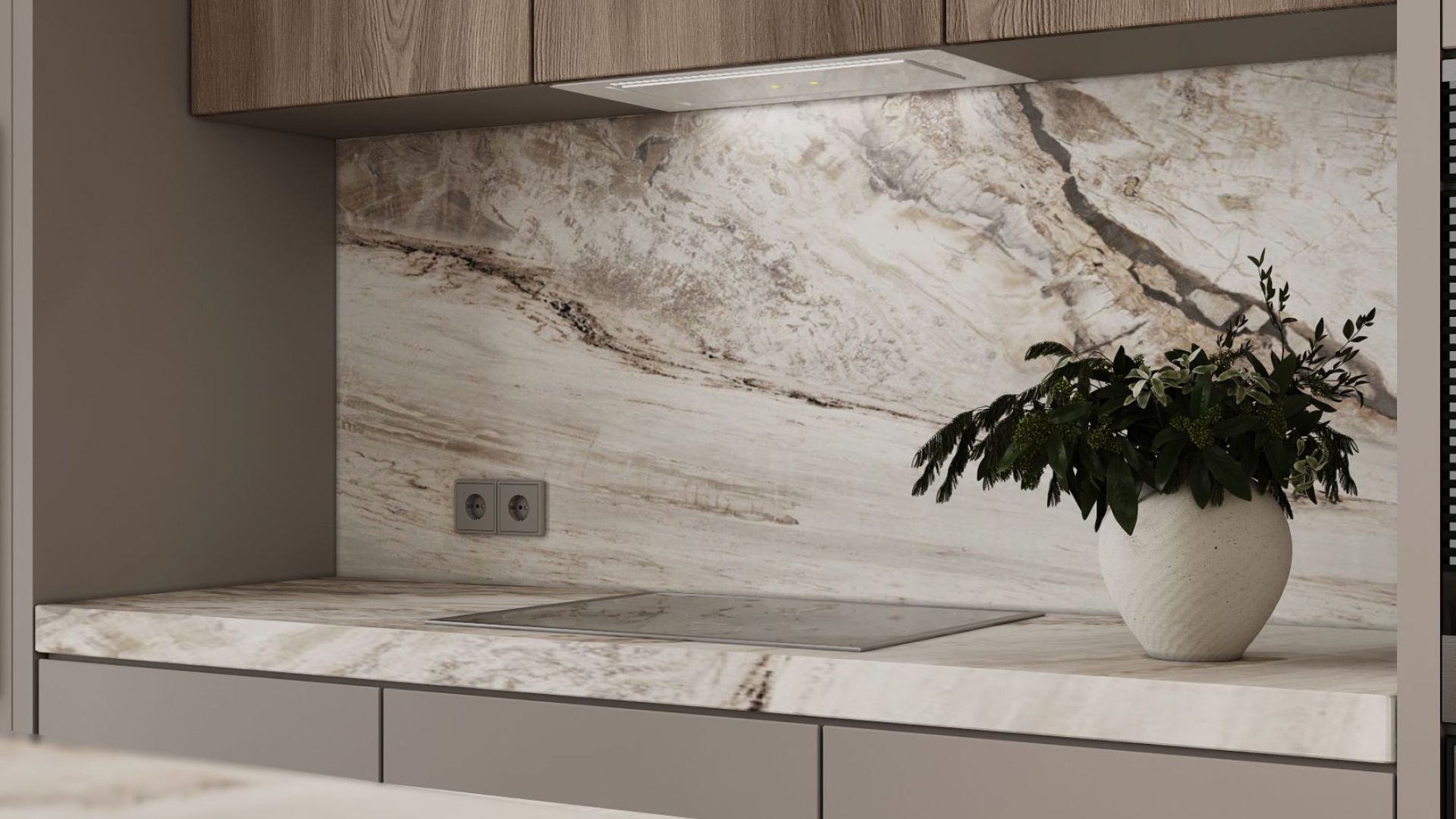 Digestor podskrinkový Lando Glass White Gesture Control - Biely - Vizualizácia 9