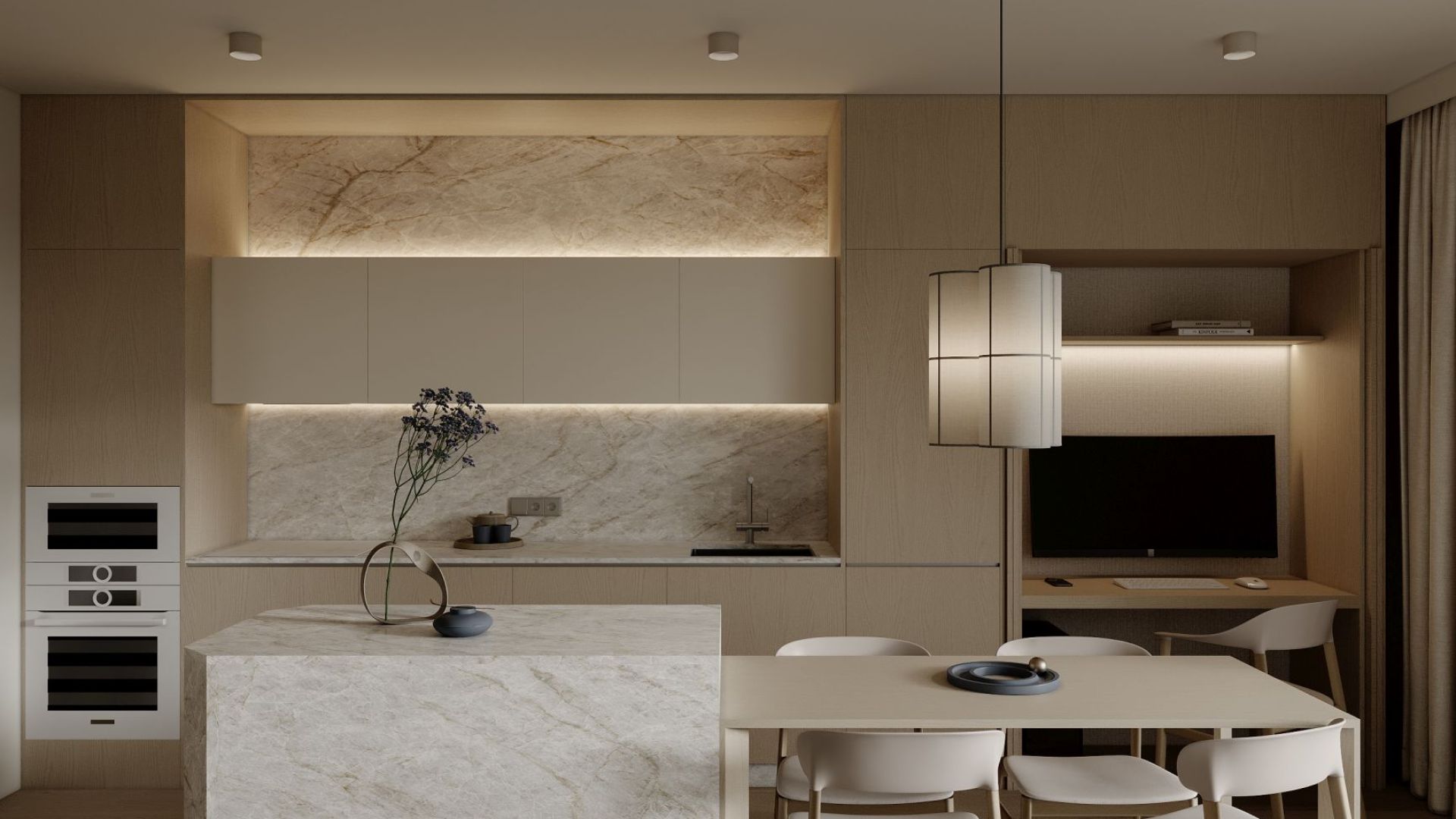 Digestor podskrinkový Marino White Gesture Control - Biely - Vizualizácia