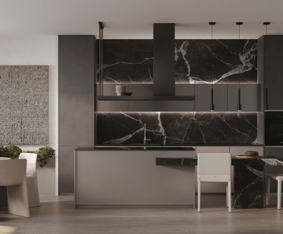 Ostrovčekový digestor Metropolis Black Matt - Čierna matná - 120 cm / 150 cm / 180 cm - Vizualizácia