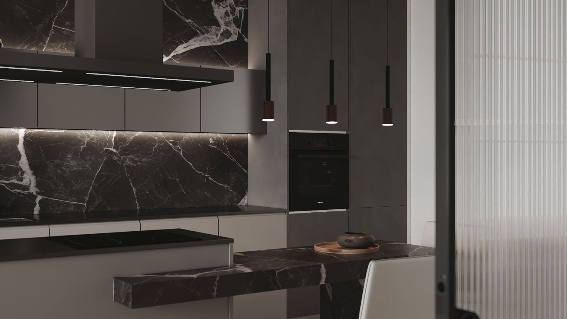 Ostrovčekový digestor Metropolis Black Matt - Čierna matná - Vizualizácia 6