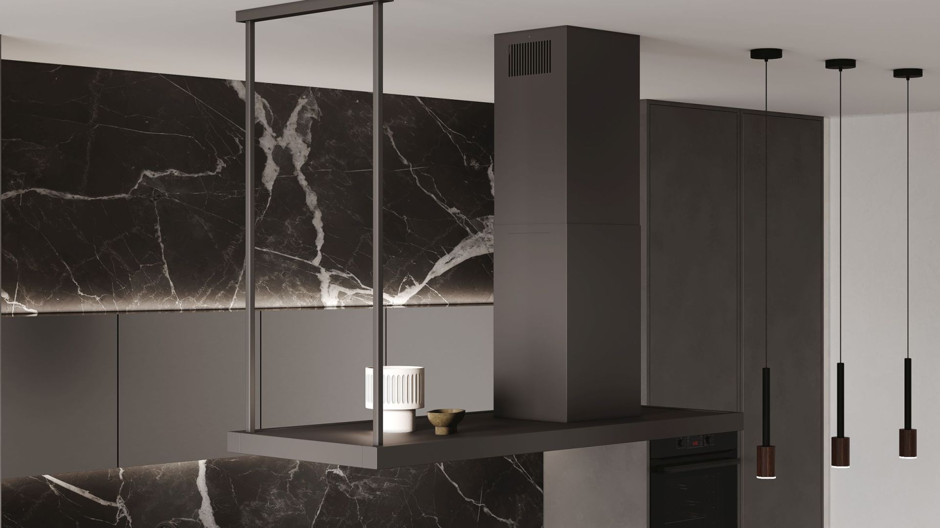 Ostrovčekový digestor Metropolis Black Matt - Čierna matná - Vizualizácia 8