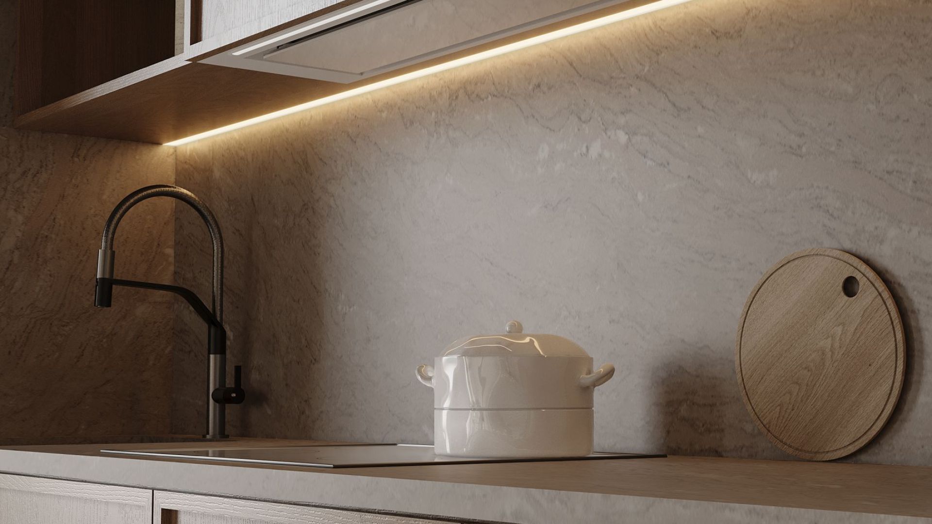 Digestor podskrinkový Micra Space White Matt - Biela matná - Vizualizácia 7