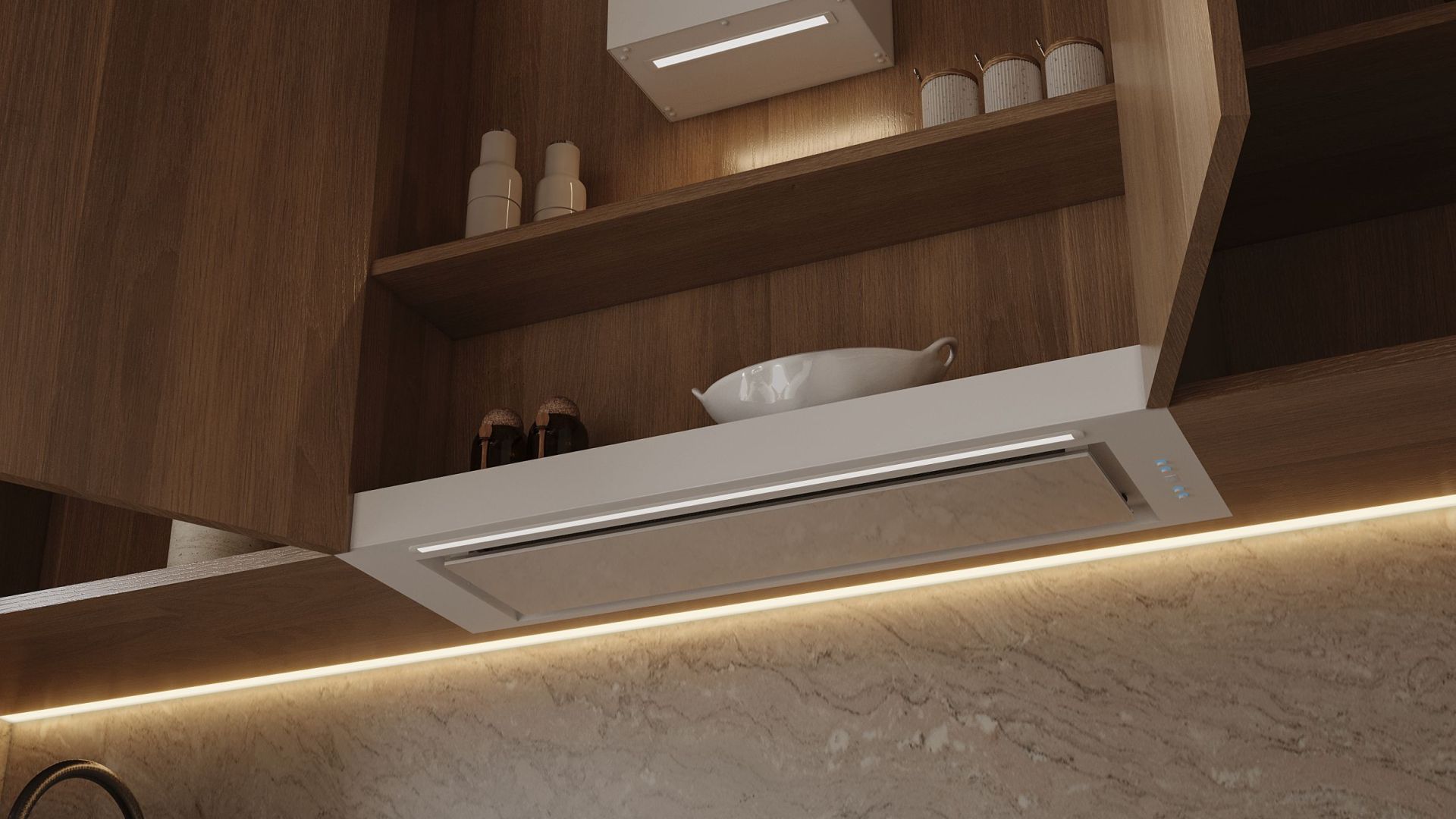 Digestor podskrinkový Micra Space White Matt - Biela matná - Vizualizácia 2