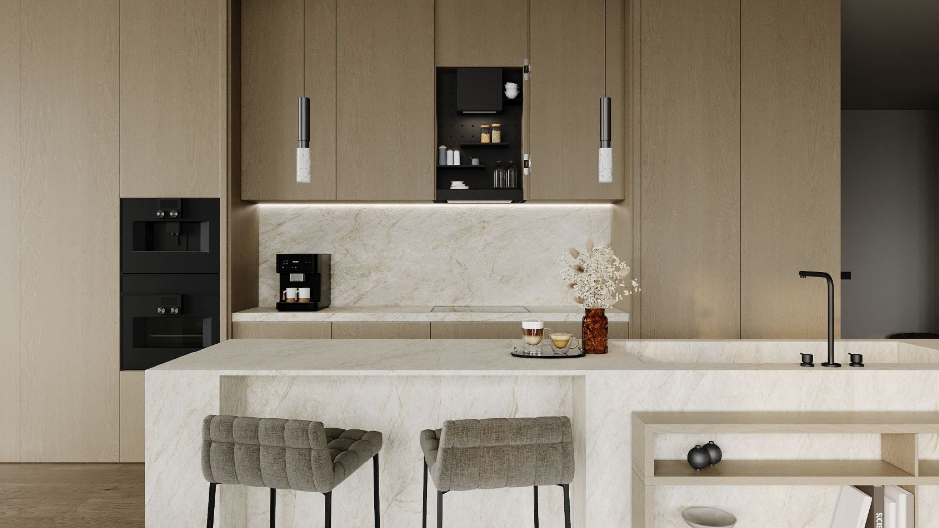 Digestor podskrinkový Micra Space Black Matt - Čierna matná - Vizualizácia 9