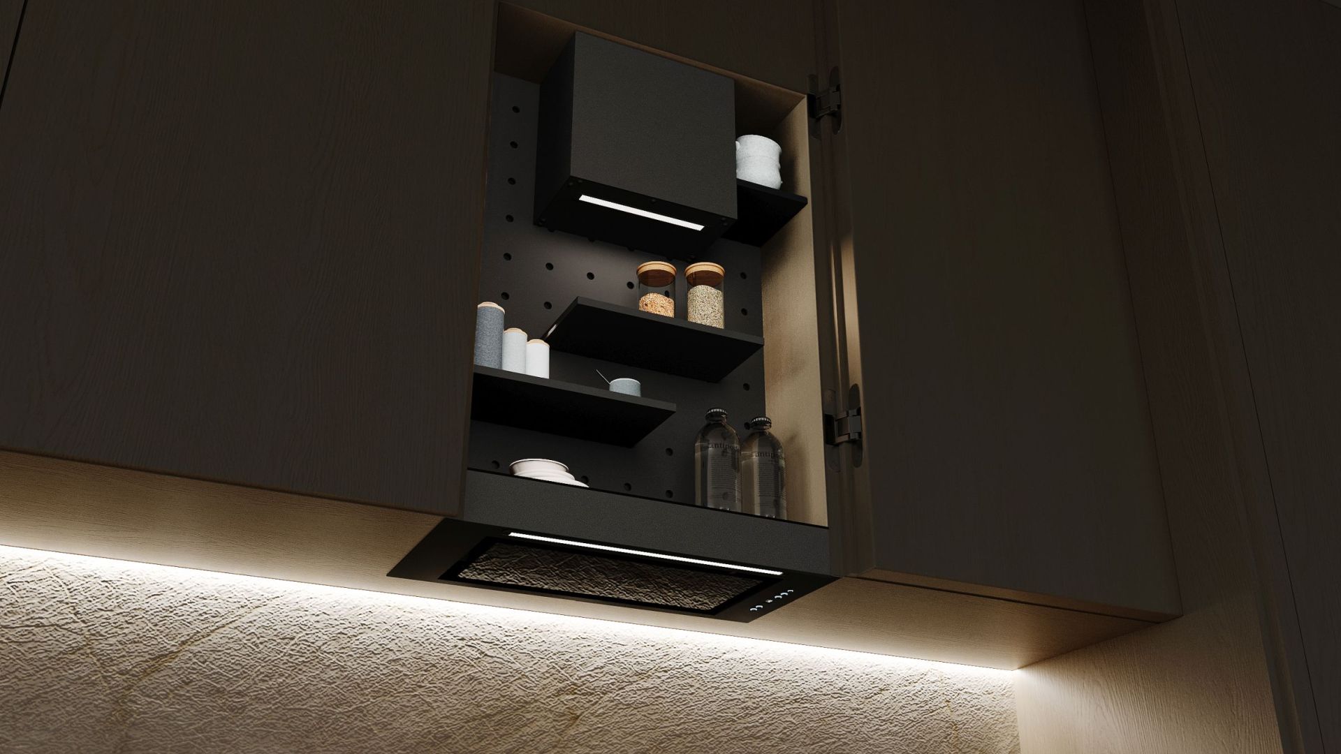 Digestor podskrinkový Micra Space Black Matt - Čierna matná - Vizualizácia 6