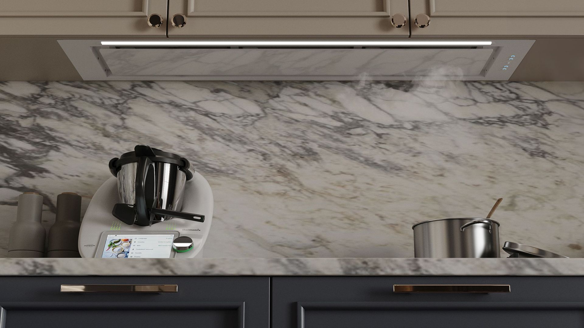 Digestor podskrinkový Micra White Matt 120 cm - Biela matná - Vizualizácia 3