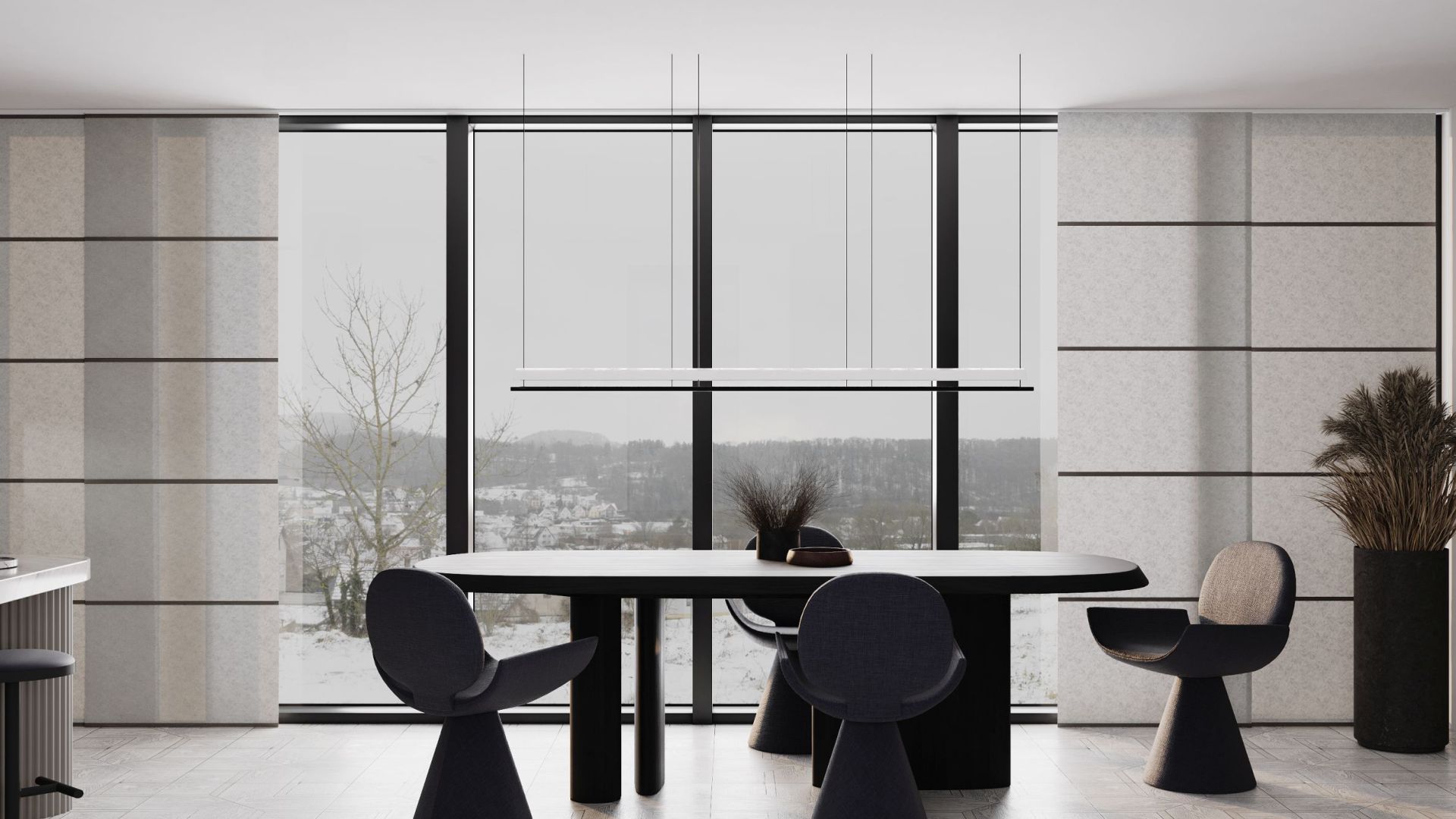 Ostrovčekový digestor Oval Black Matt - Čierna matná - Vizualizácia 3