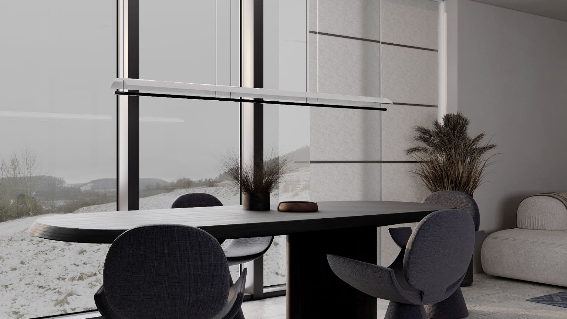 Ostrovčekový digestor Oval Black Matt - Čierna matná - Vizualizácia 9