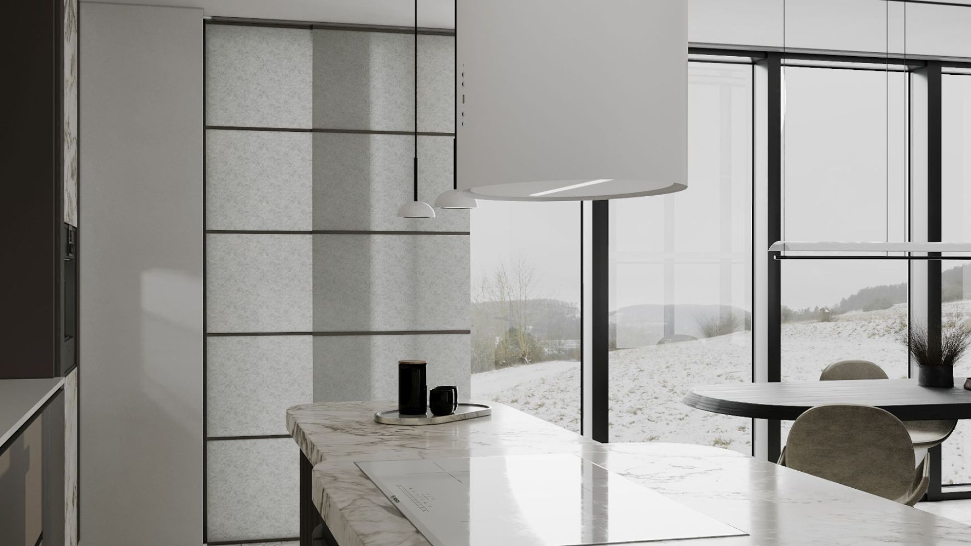 Ostrovčekový digestor Oval White Matt - Biela matná - Vizualizácia 7