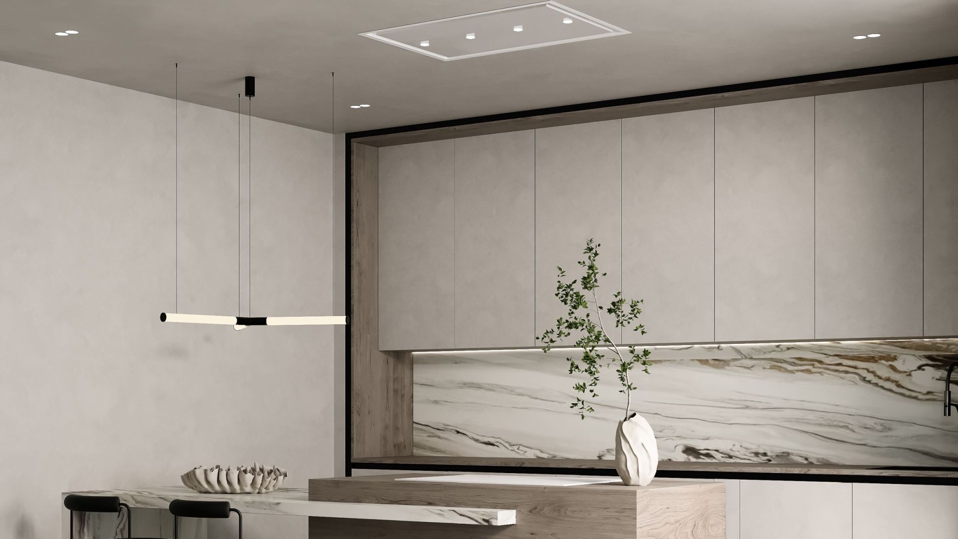 Stropný digestor Planet Super Slim White - Biely - Vizualizácia 4