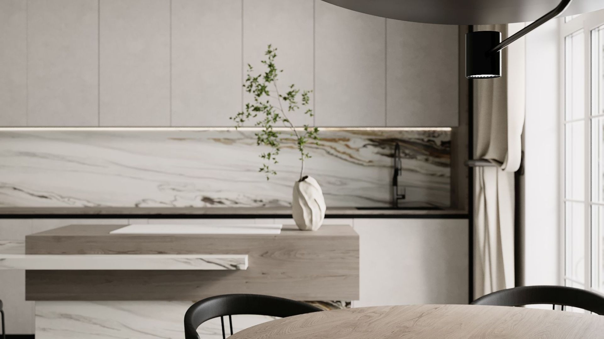 Stropný digestor Planet Super Slim White - Biely - Vizualizácia 6