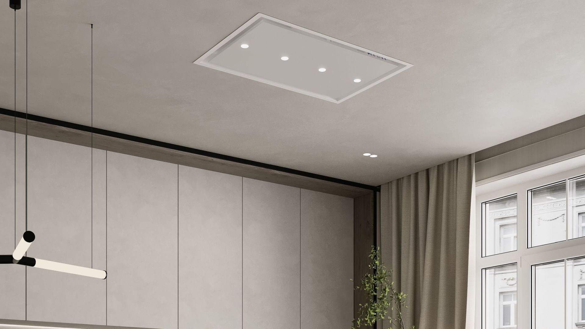 Stropný digestor Planet Super Slim White - Biely - Vizualizácia 8