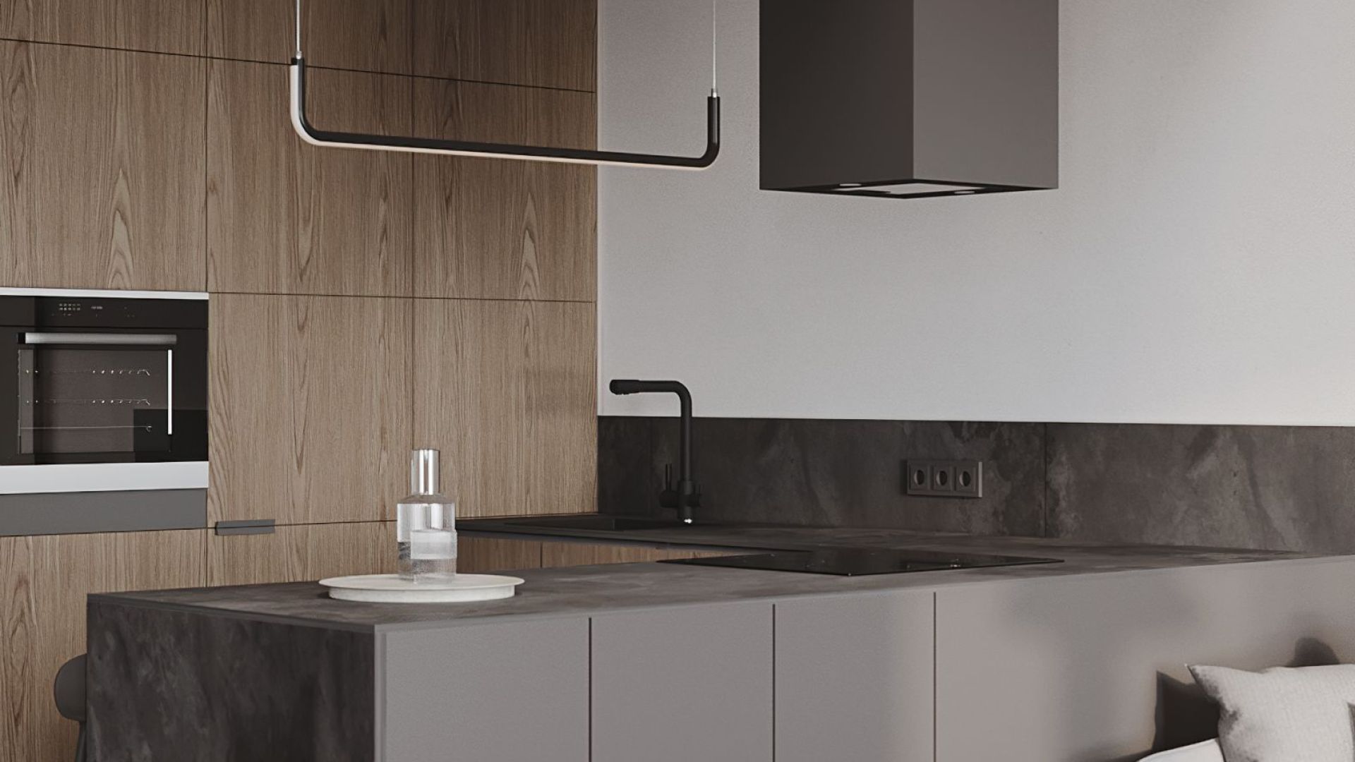 Ostrovčekový digestor Quadro Black Matt - Čierna matná - Vizualizácia 6