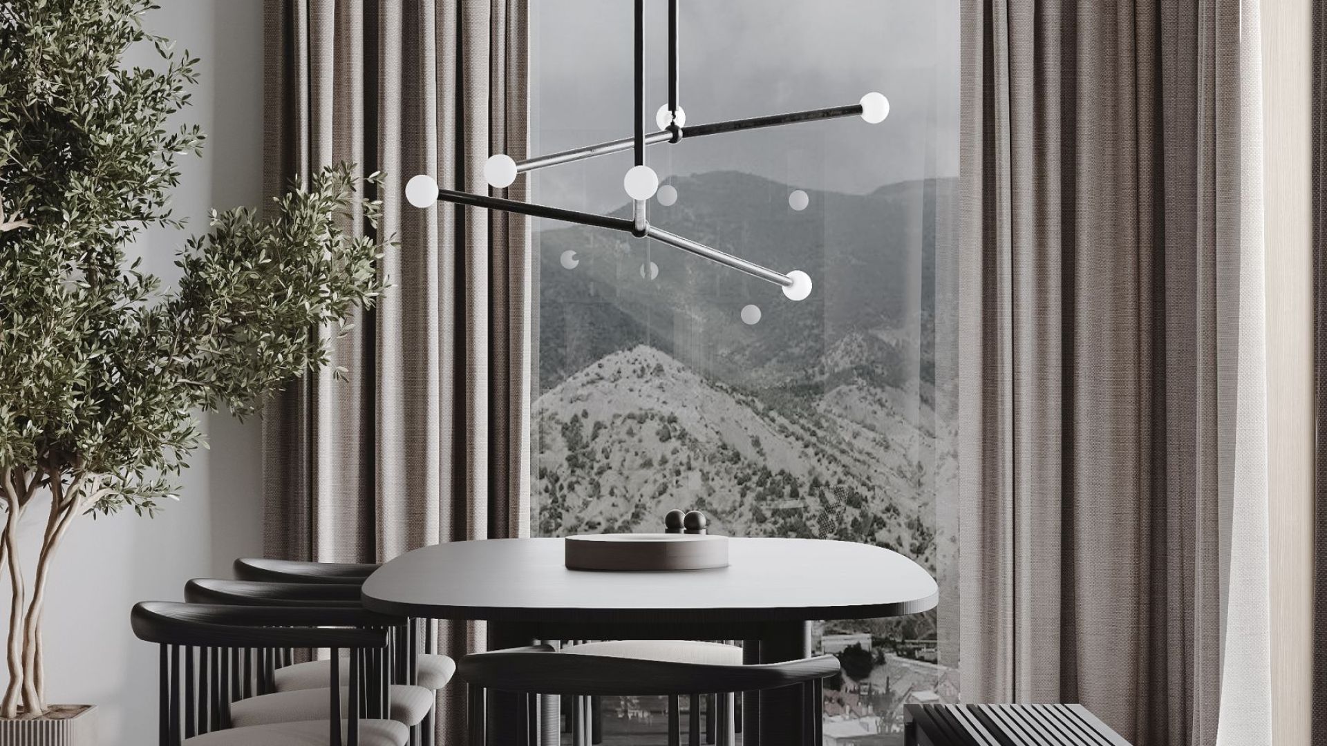 Ostrovčekový digestor Quadro Cage Asymmetric Glass Black Matt - Čierna matná - Vizualizácia 5