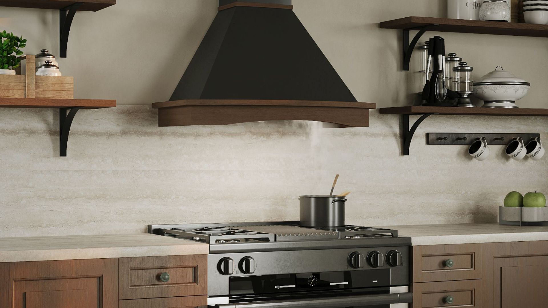 Rustikálny digestor Rustic Black Matt - Čierna matná - Vizualizácia