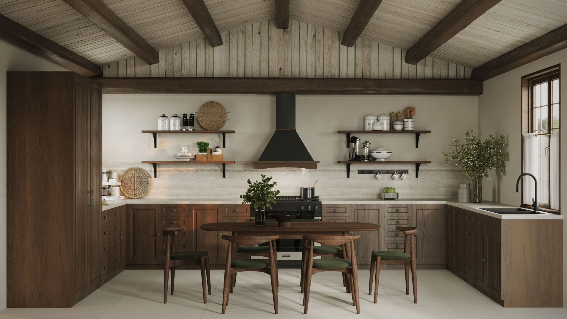 Rustikálny digestor Rustic Black Matt - Čierna matná - Vizualizácia 2