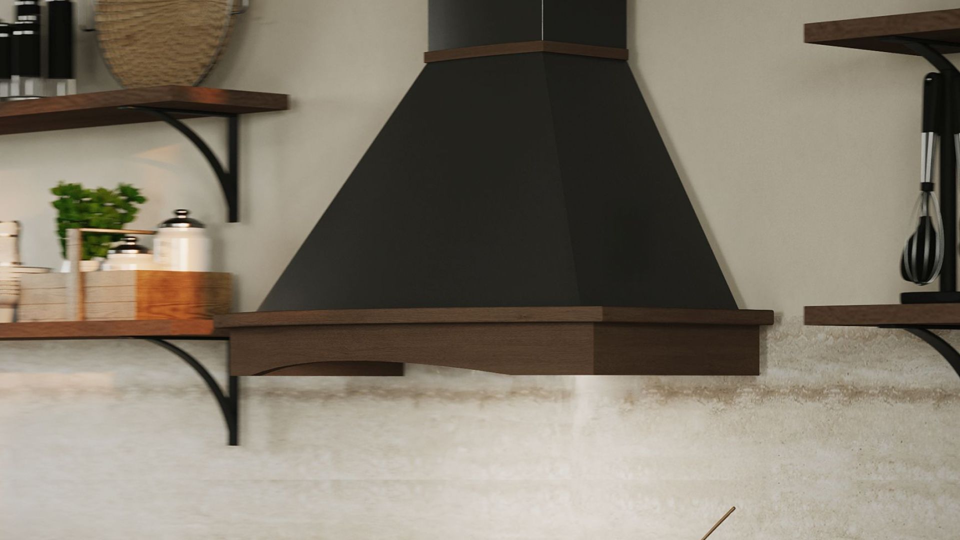 Rustikálny digestor Rustic Black Matt - Čierna matná - Vizualizácia 4