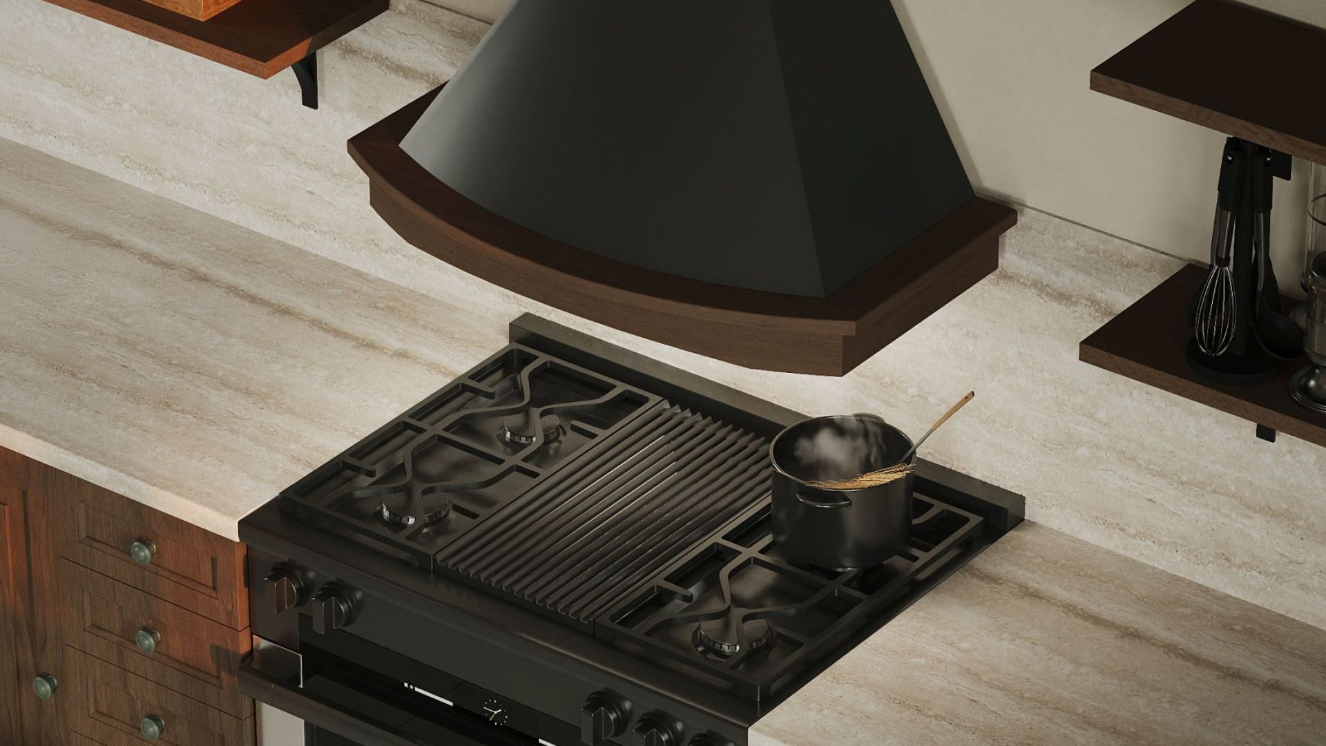 Rustikálny digestor Rustic Black Matt - Čierna matná - Vizualizácia 8