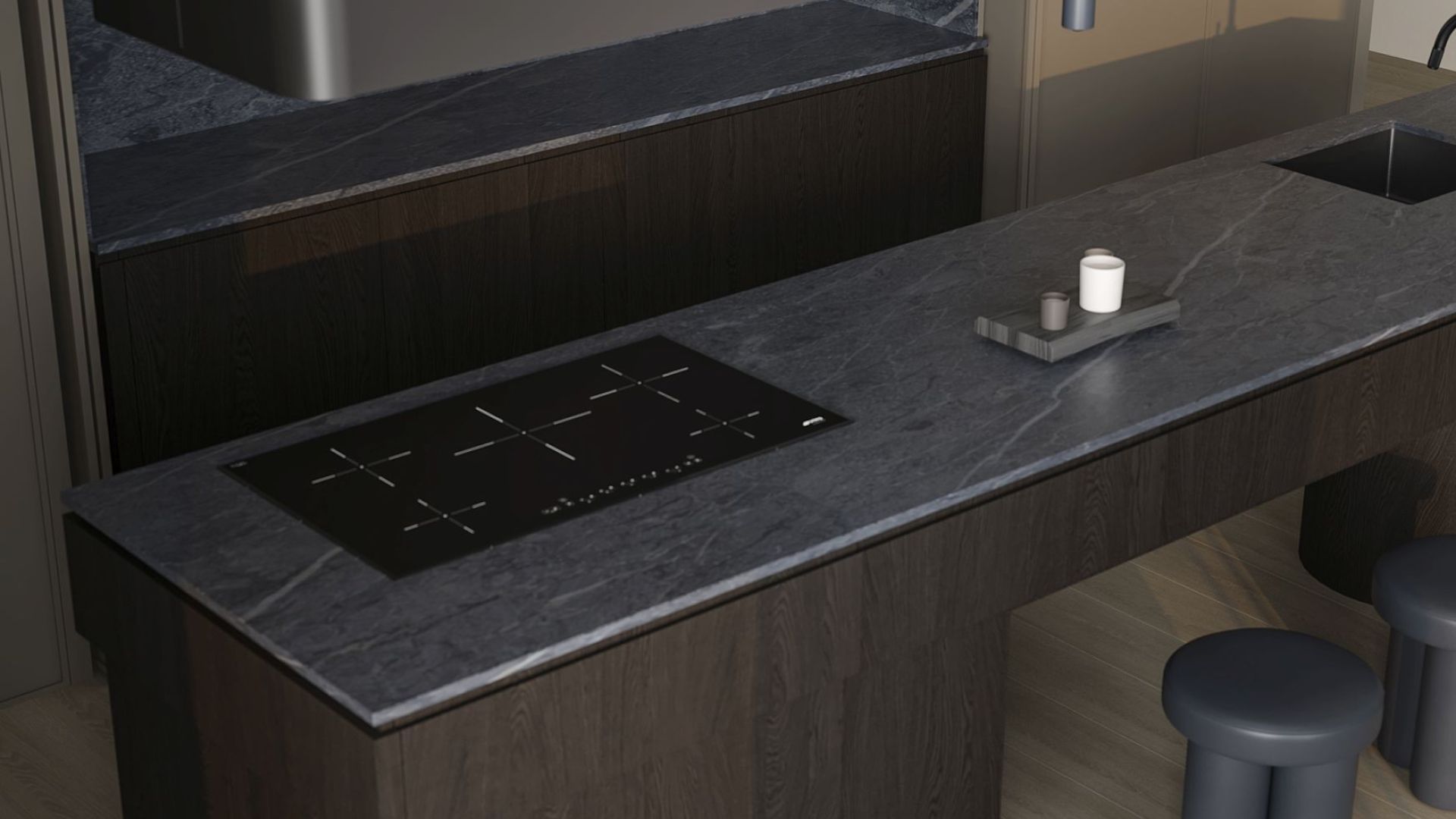 Ostrovčekový digestor Sven Black Matt - Čierna matná - Vizualizácia