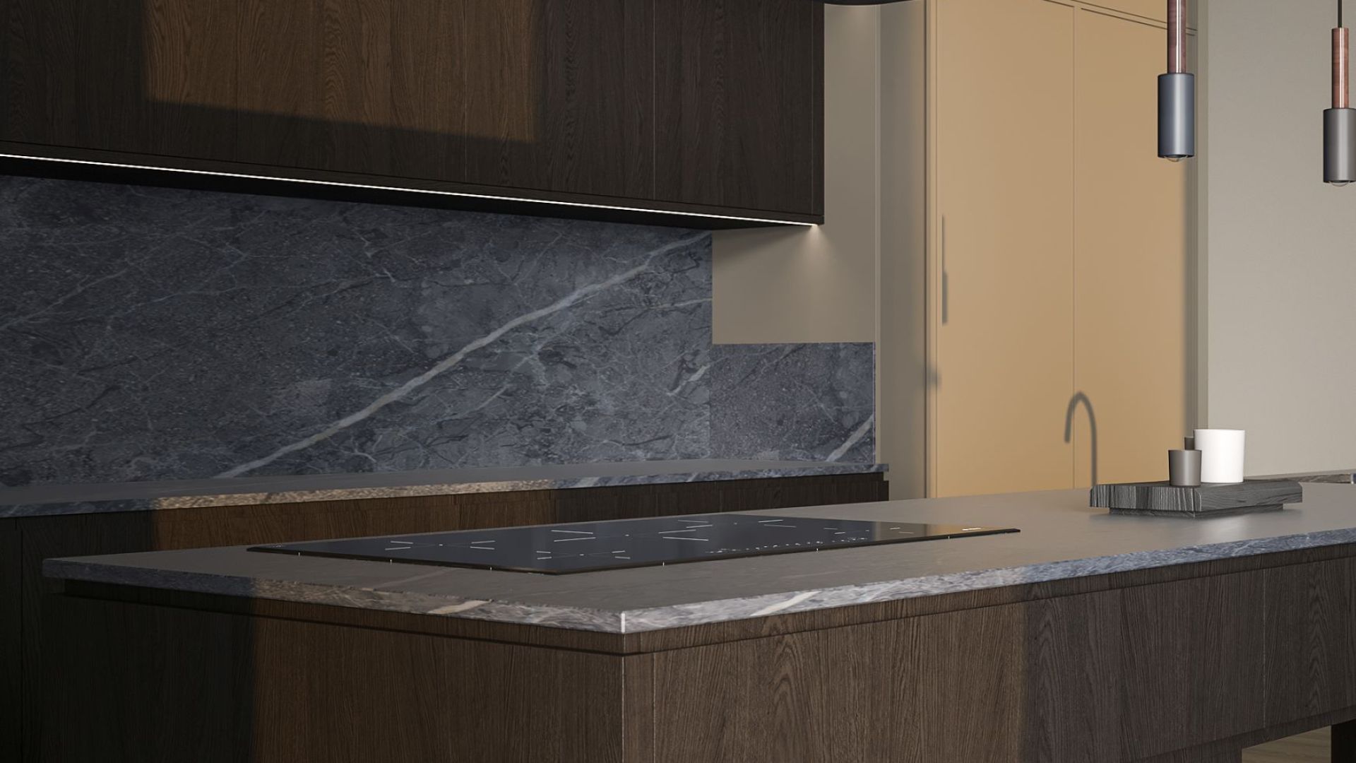 Ostrovčekový digestor Sven Black Matt - Čierna matná - Vizualizácia 5