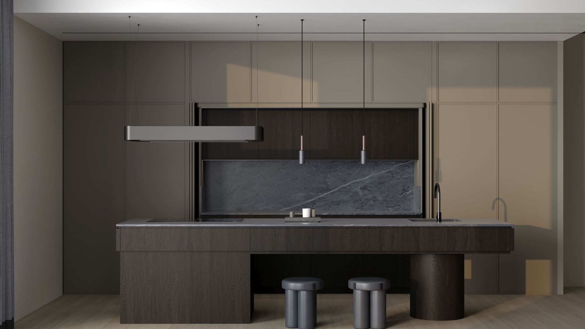 Ostrovčekový digestor Sven Black Matt - Čierna matná - Vizualizácia 4